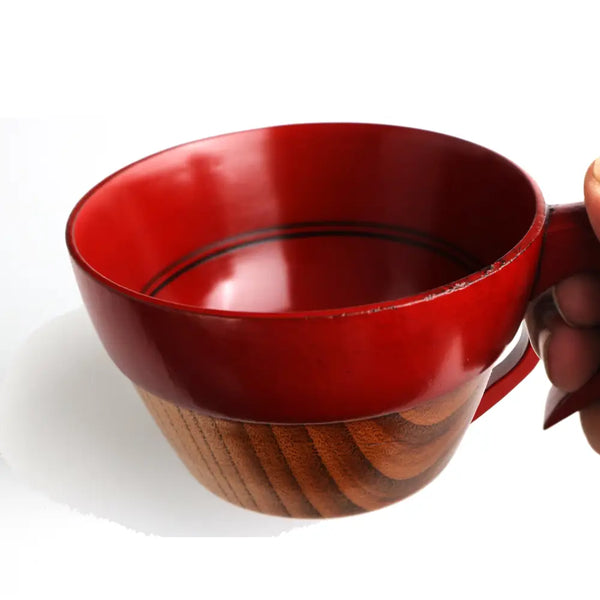 Wakacho Wooden Soup Cup Stacking Cup Red Lacquer Finish