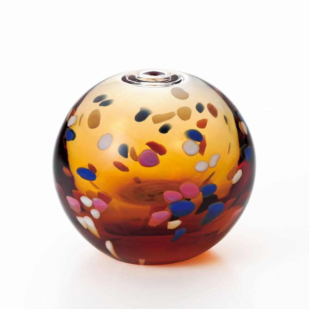 Aderia Glass Temari Ball Small Flower Vase Evening Clouds Design 65mm