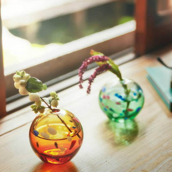 Aderia Glass Temari Ball Small Flower Vase Evening Clouds Design 65mm