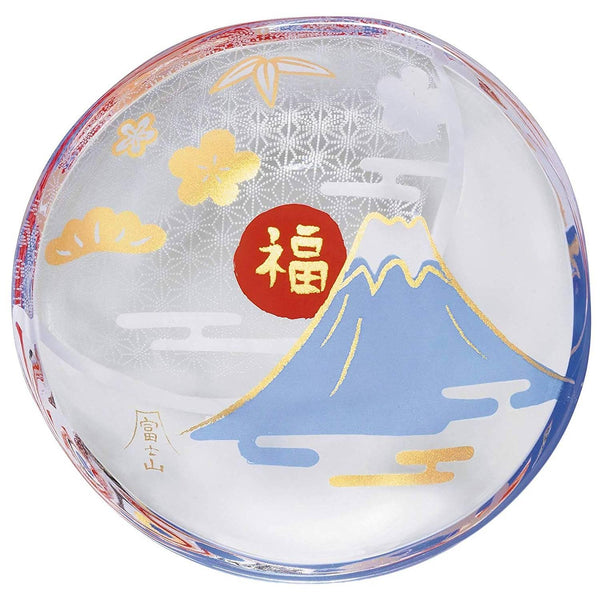 Aderia Small Glass Plate Dish Lucky Mount Fuji Design 90mm