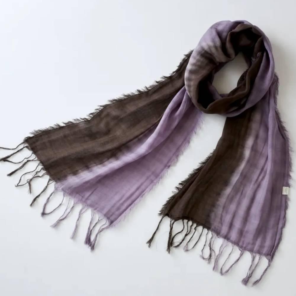 Amami Oshima Naturally Mud Dyed Cotton Scarf Brown & Purple