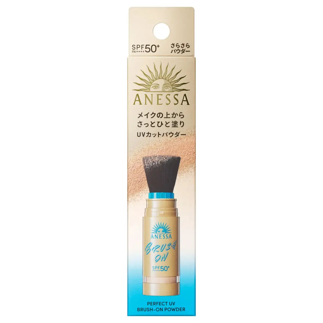Pinceau de protection solaire UV parfait Anessa sur le maquillage en poudre SPF50+