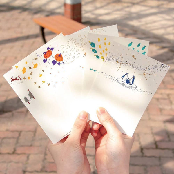 August Seasonal Foil Stamped Postcard Summer Fish Design