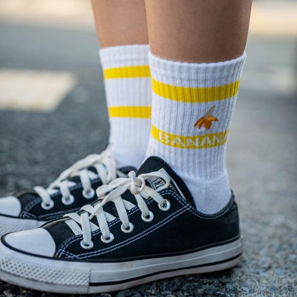 Banana Deodorizing & Sustainable White Crew Socks 25-28cm