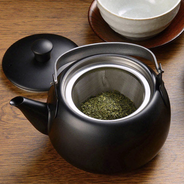 Enzo Black Stainless Steel Kyusu Japanese Teapot Swing Handle 500ml