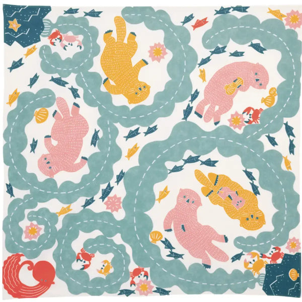 Furoshiki Sea Otter Large Cotton Wrapping Cloth 100cm