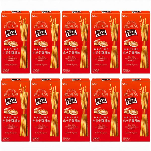 Glico Pretz Biscuit Sticks Scallop & Soy Sauce Dashi Flavor 55g (Pack of 10)