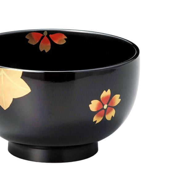 Isuke Japanese Lacquered Soup Bowls Cherry Blossom Design (Set of 2)