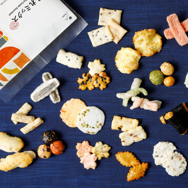 J Taste Arare Mix Rice Cracker 20+ Kinds Assortment 80g (Pack of 3)