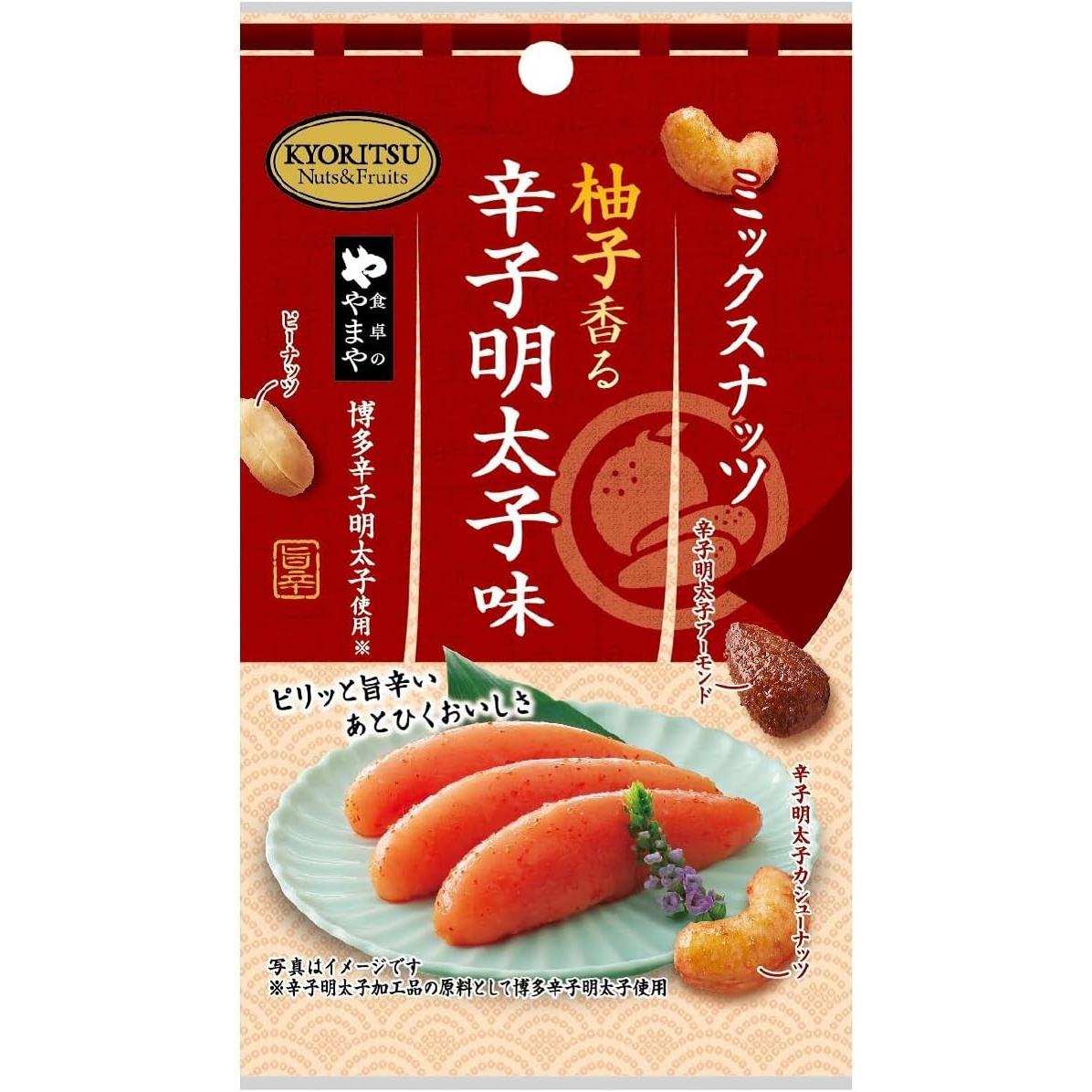 Kyoritsu Mixed Nuts Spicy Mentaiko Cod Roe & Yuzu Flavor 25g (Pack of 6)