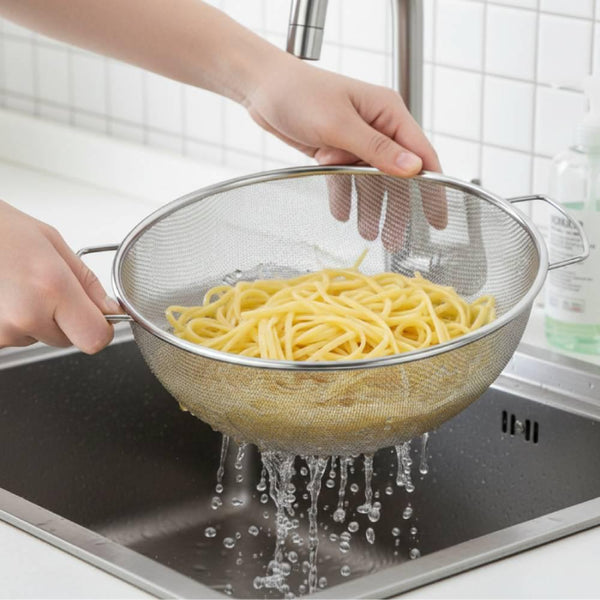 Minex Two-Handle Stainless Steel Fine Mesh Colander With Legs