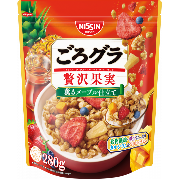 Nissin Gorogura Mixed Fruits Granola Cereal Maple Flavor 280g