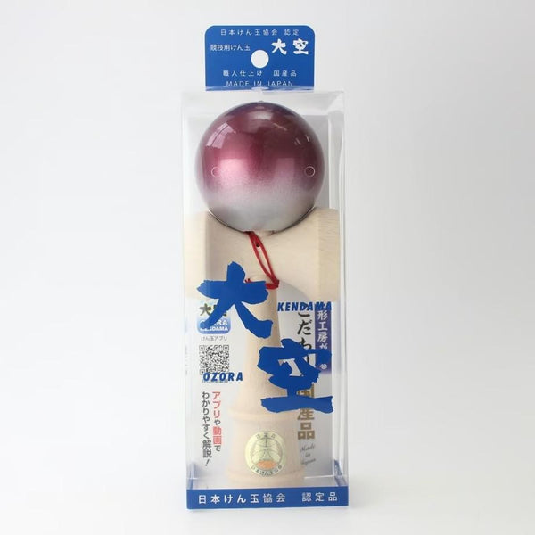 Ozora Kendama Handmade JKA Certified Cup-And-Ball Toy Red Silver