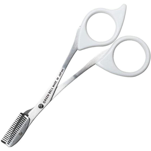 Green Bell Stainless Steel Eyebrow Scissors with Comb White MI-247