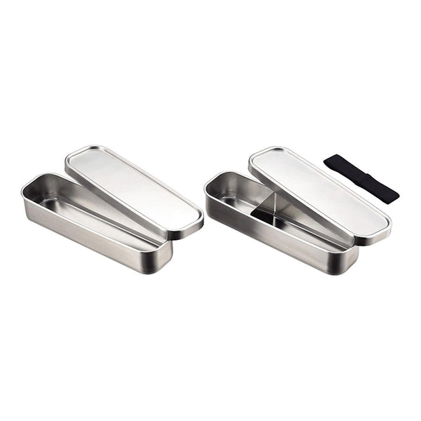 Aizawa Rectangular Slim Two-Tier Lunch Box Stainless Steel Bento Box 700ml