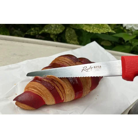 Kiya Rugby Wave Blade Multi-Purpose Serrated Kitchen Knife Red 128mm