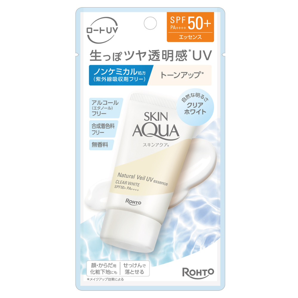 Skin Aqua Natural Veil UV Essence Clear White Sunscreen SPF50+ 50g