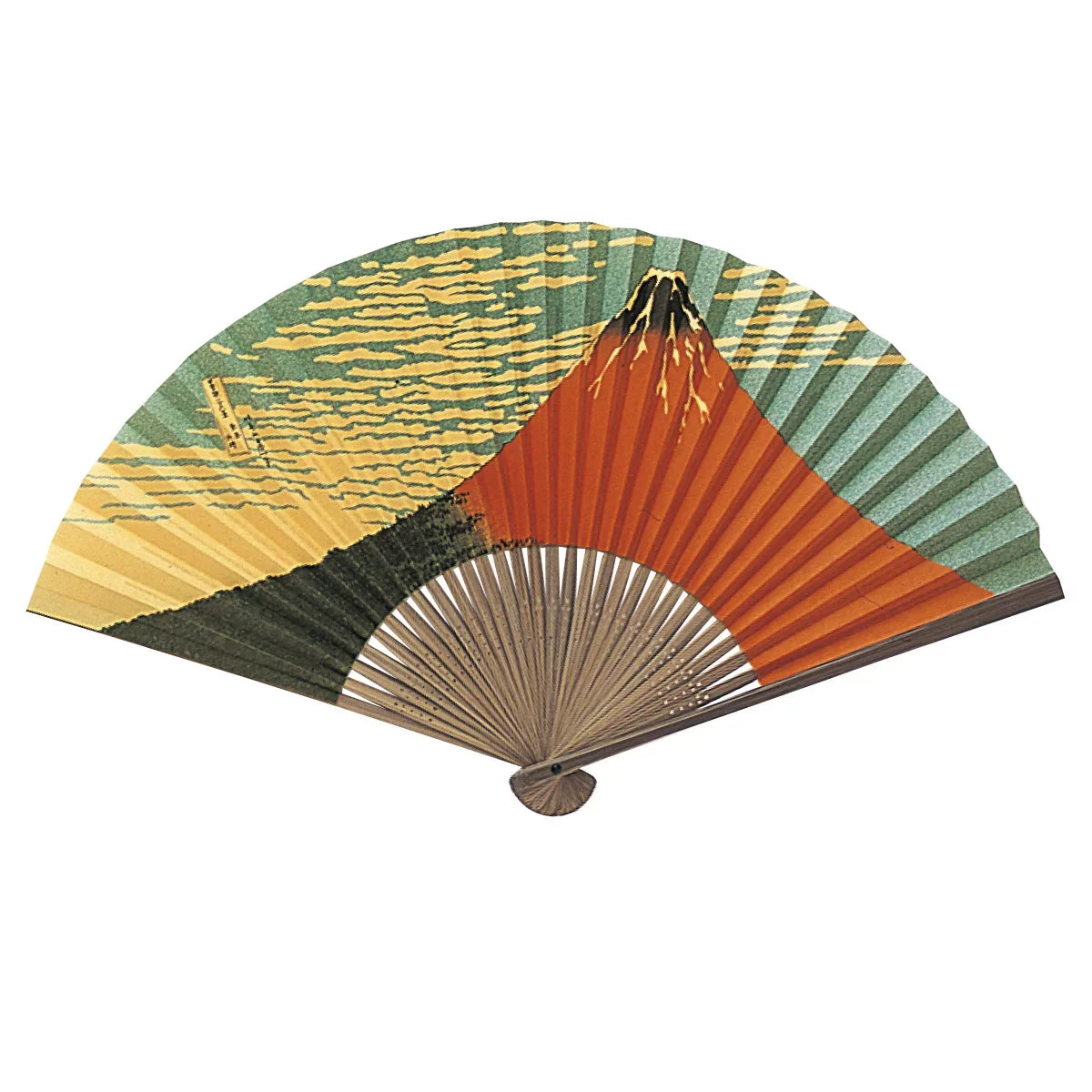 Yamani Red Mt. Fuji Design Japanese Sensu Folding Fan 22.5cm