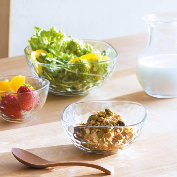 Aderia Square Bowl Medium Dimpled Glass Serving Dish 137mm