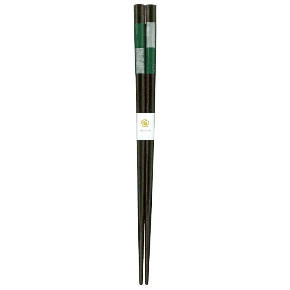 Aoba Dishwasher Safe Chopsticks Checkered Green Glitter Design 23cm