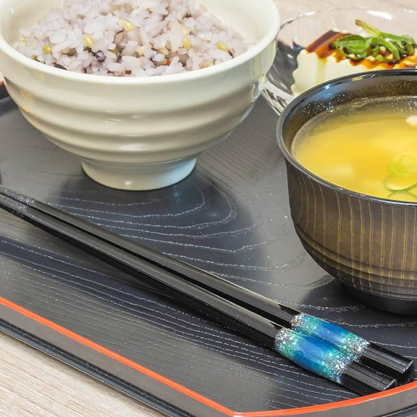 Aoba Dishwasher Safe Chopsticks Ocean Resin Design Black 23cm