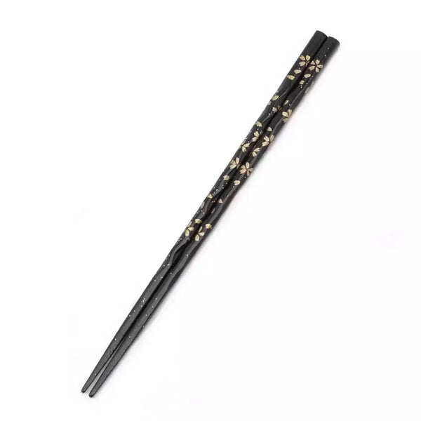 Elegant Chopsticks With Rest Gold Sakura & Black in Wood Gift Box