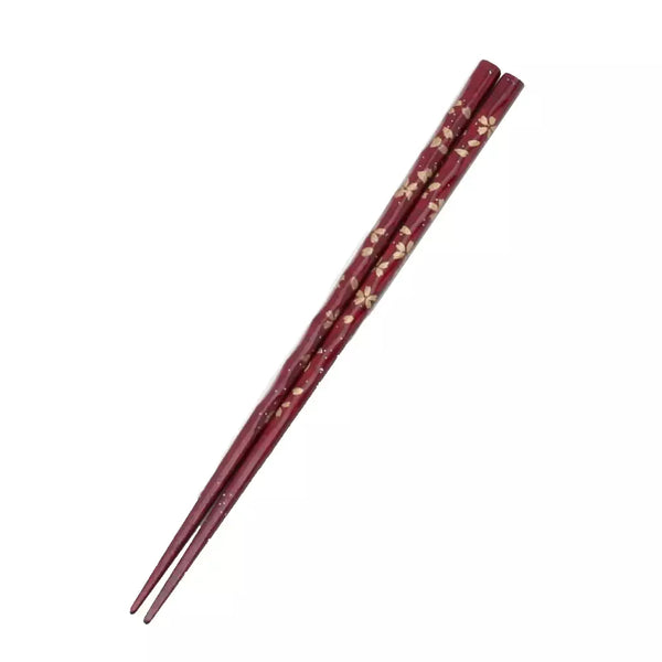 Elegant Chopsticks With Rest Gold Sakura & Red in Wood Gift Box