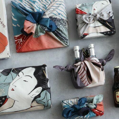 Furoshiki Red Fuji Ukiyo-e Art Organic Cotton Wrapping Cloth 70x70cm