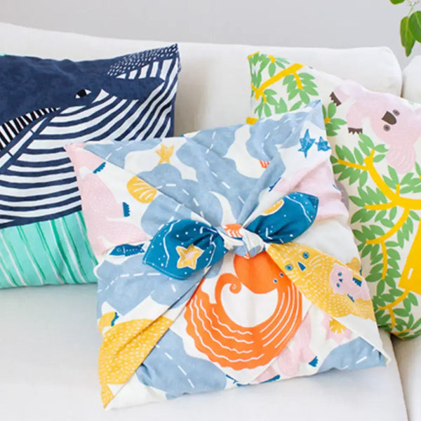 Furoshiki Sea Otter Large Cotton Wrapping Cloth 100cm