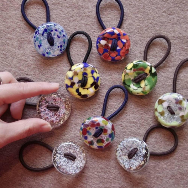 Hair Drop Handmade Glass Bead Hair Tie Raspberry Red Glass