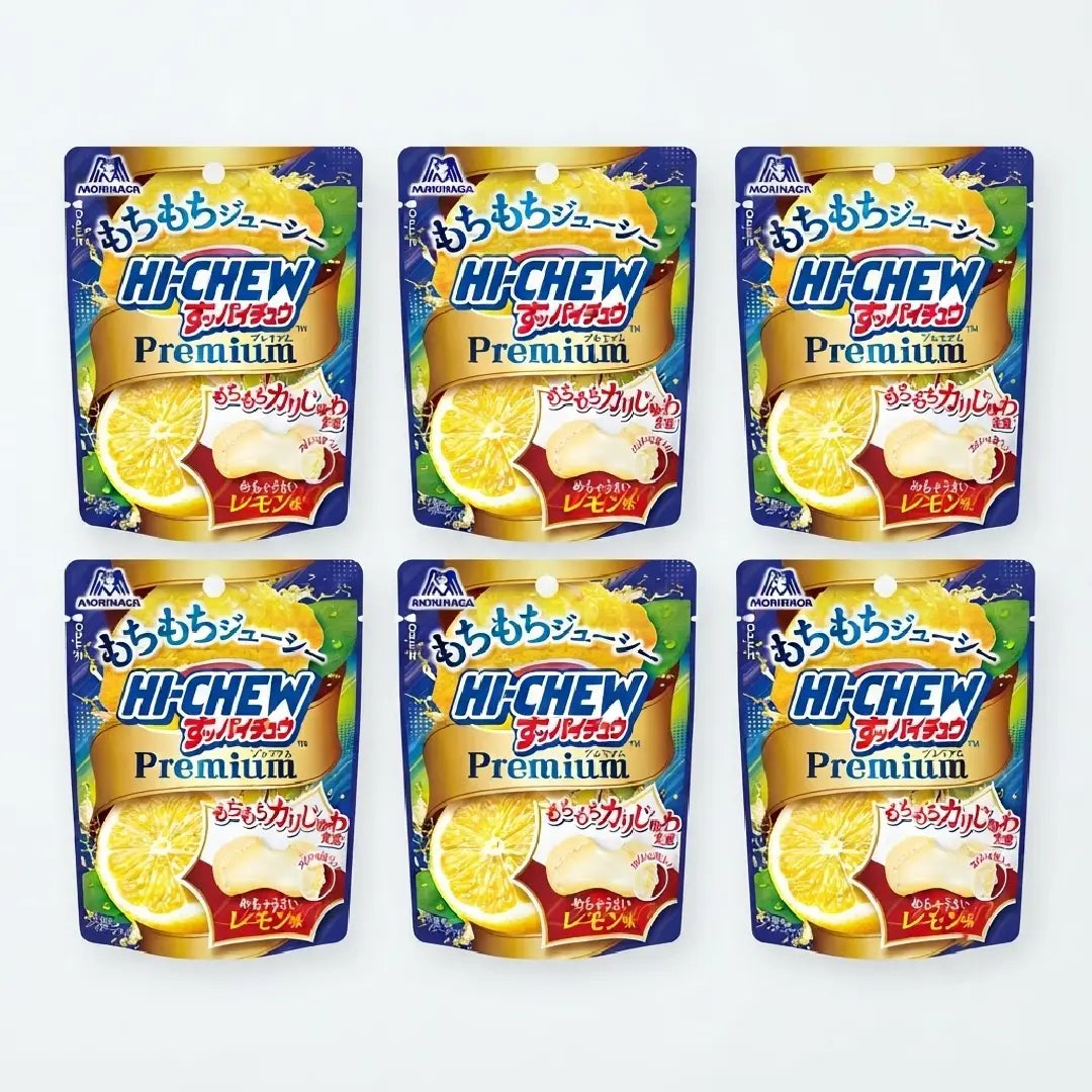 Hi-Chew Premium Sour Lemon Soft Chewy Candy Cristaux croquants remplis 32 g (paquet de 6)