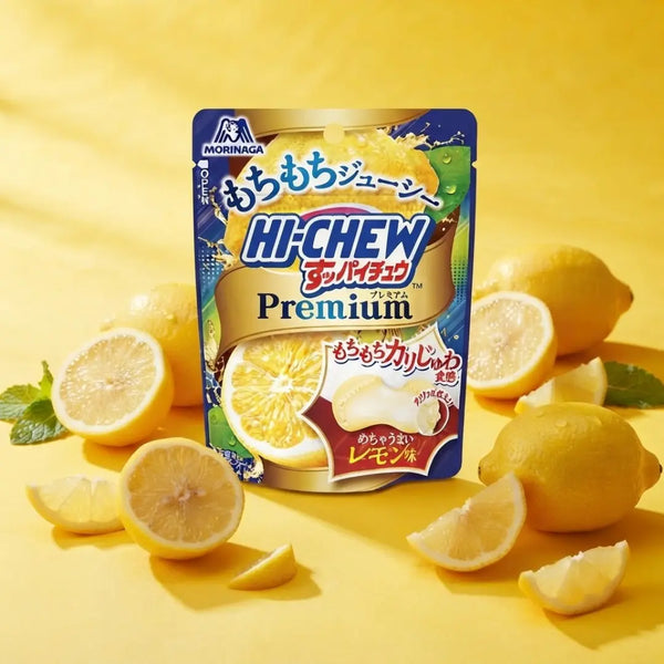 Hi-Chew Premium Sour Lemon Soft Chewy Candy Cristaux croquants remplis 32 g (paquet de 6)