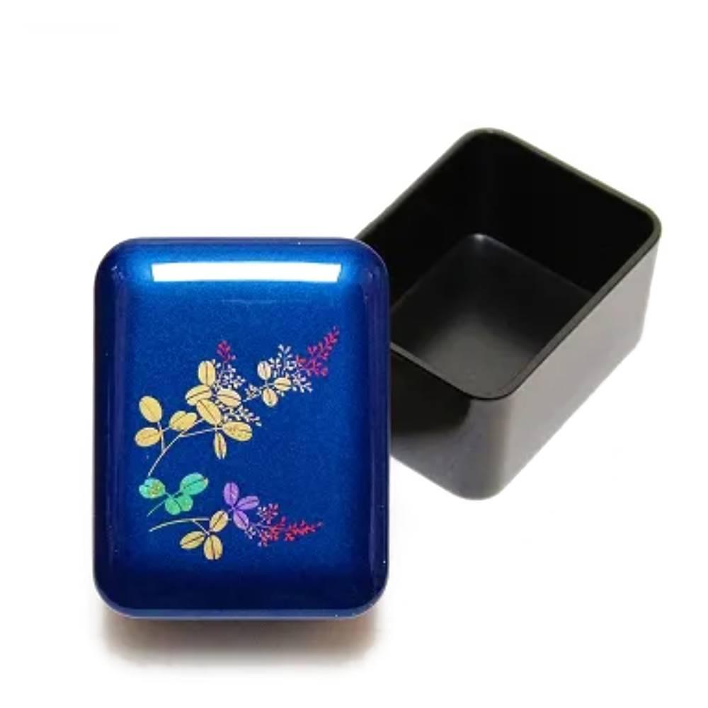 Indigo Blue Lacquered Small Case Hagi Autumn Flowers Design