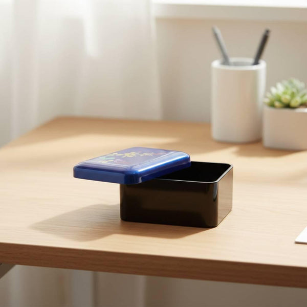 Indigo Blue Lacquered Small Case Hagi Autumn Flowers Design