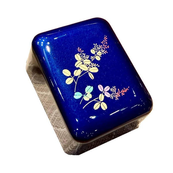 Indigo Blue Lacquered Small Case Hagi Autumn Flowers Design