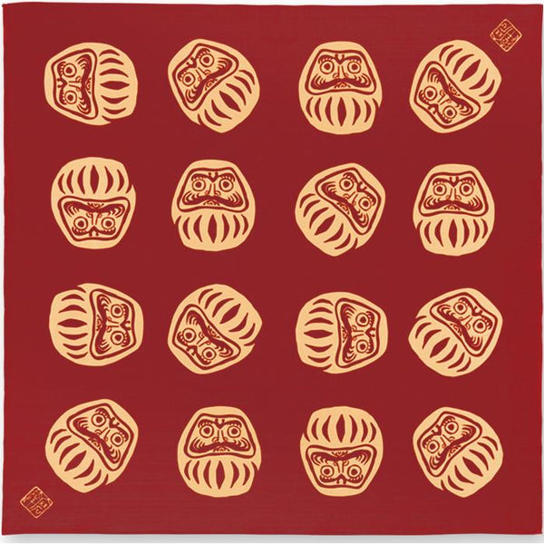 Kenema Furoshiki Shichiten Hakki Medium Red Cotton Wrapping Cloth 90cm