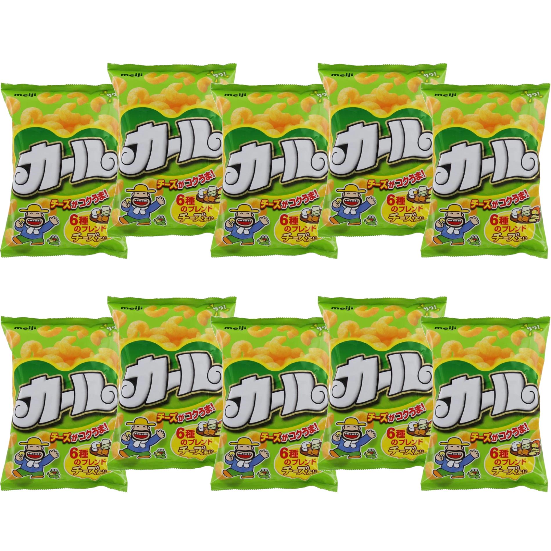 Meiji Karl Cheese Curls Corn Puff Snack (Boîte de 10 sachets)