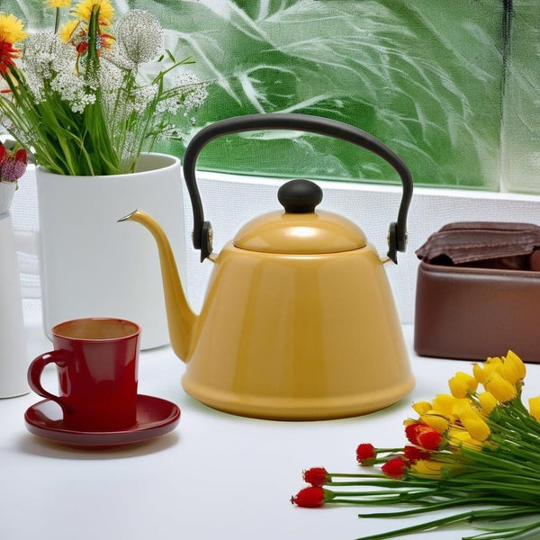 Noda Horo Drip Kettle II Retro Enamel Gooseneck Kettle Yellow 2L