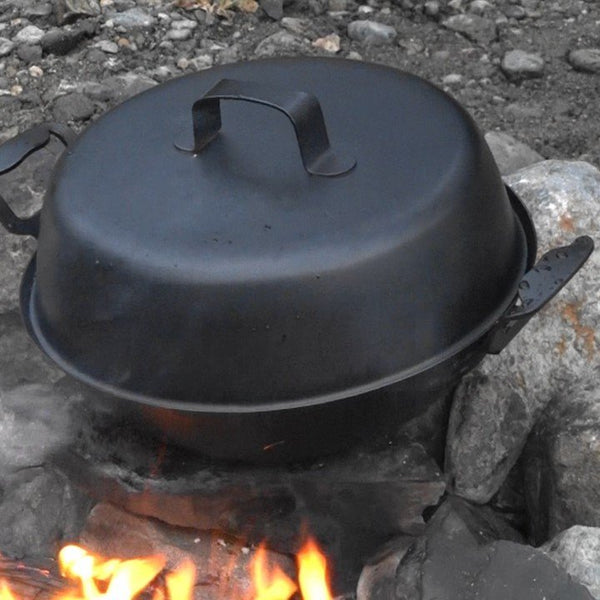 Ptygrace Iron Smoker Durable Smoking Pot & Grill For Camping 27cm