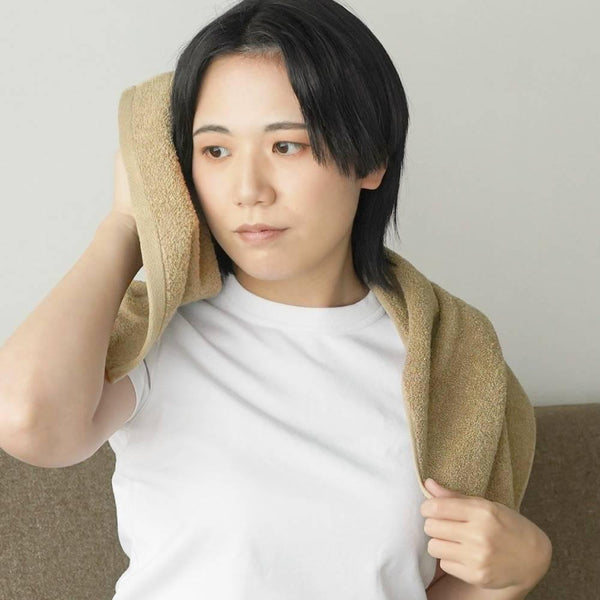 Quick Absorbing Soft Face Towel Washi Paper & Cotton Chestnut Brown 80cm