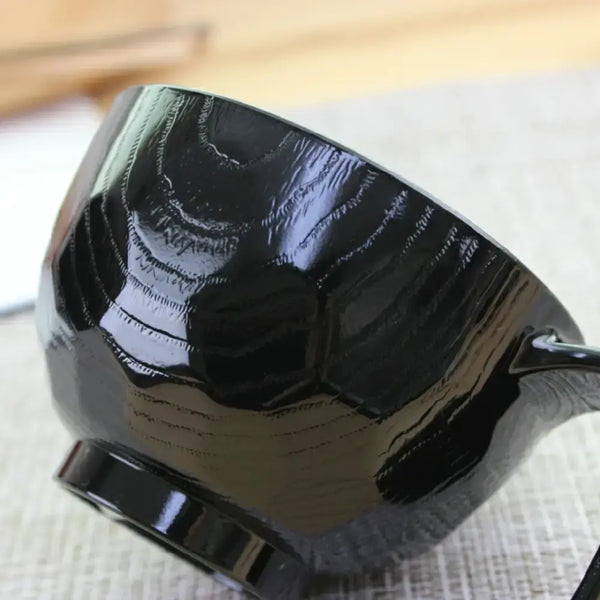Stackable Bowl Black Red Tortoise Shell Soup Cup with Handle