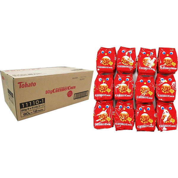 Tohato Caramel Corn Puffs Original Flavor 70g (Box of 12 Bags)