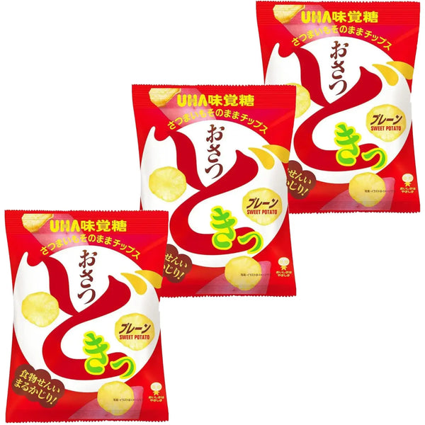 UHA Mikakuto Osatsu Doki Satsumaimo Sweet Potato Chips 65g (Pack of 3)